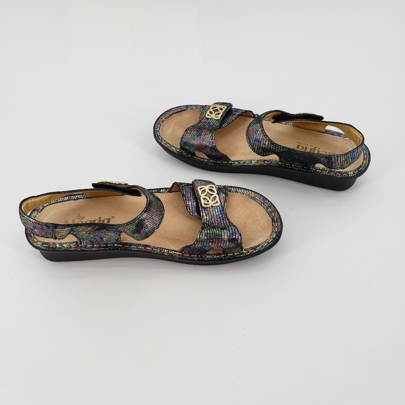 ALEGRIA Vienna Shine On Sandals 38 Multi-Colored Leather Rocker Bottom Shoe - Picture 2 of 13